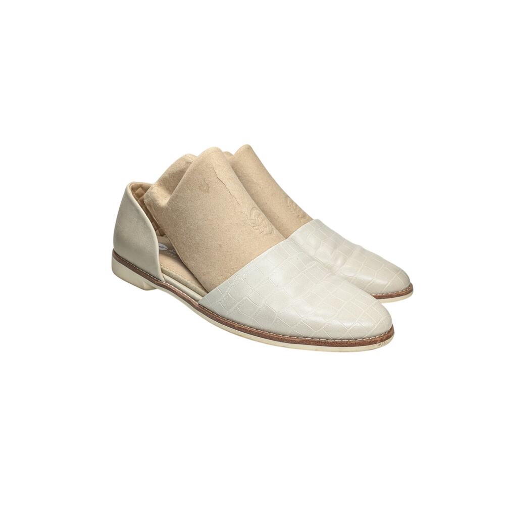 Dr. Scholls Choice D'orsay Flats Womens 8.5 Cream Embossed Croc Career Work